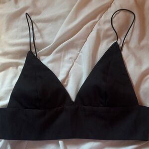 Tobi Black Triangle Bralette with Thin Straps